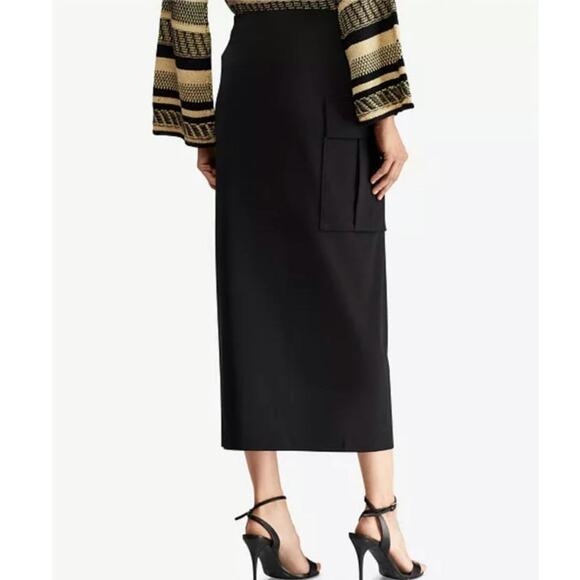 Polo Ralph Lauren Cargo Wrap Skirt Black Pocket Lightweight Size M Minimalist - Picture 2 of 9
